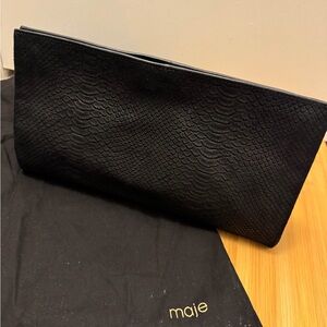 Maje Black Snakeskin-Patterned Clutch